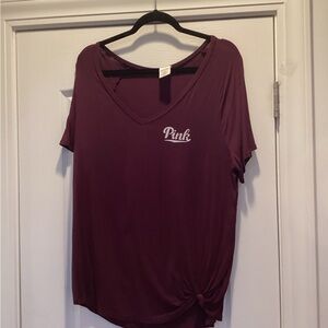 PINK Victoria's Secret Short Sleeve Tee - Burgundy